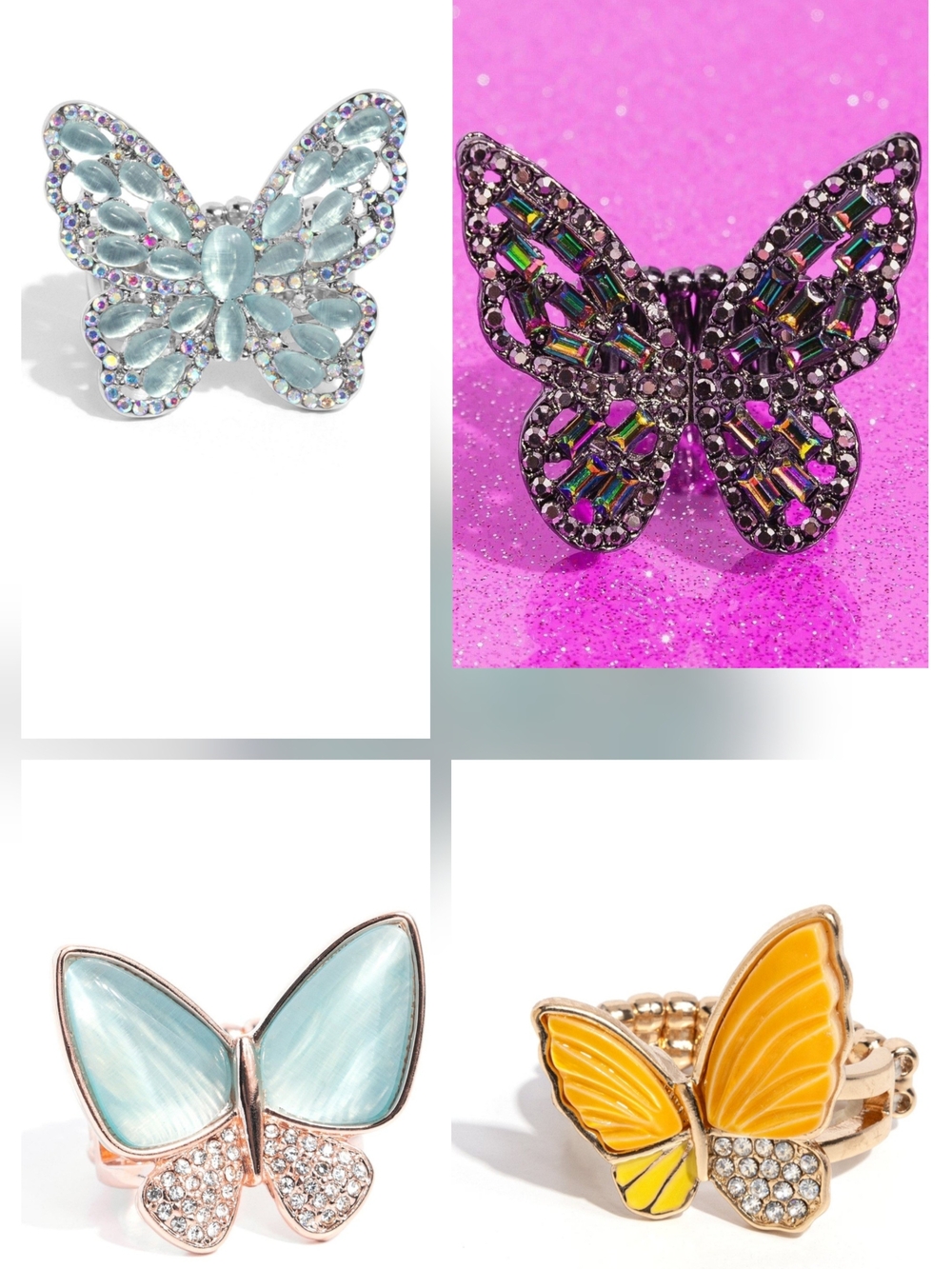 4 Butterfly Paparazzi Stretch Back Rings